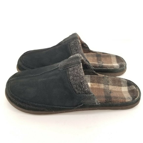 B64 Acorn Mens Black Suede Round Toe Flat Slip On Mule Slipper Size US 12 main image 6